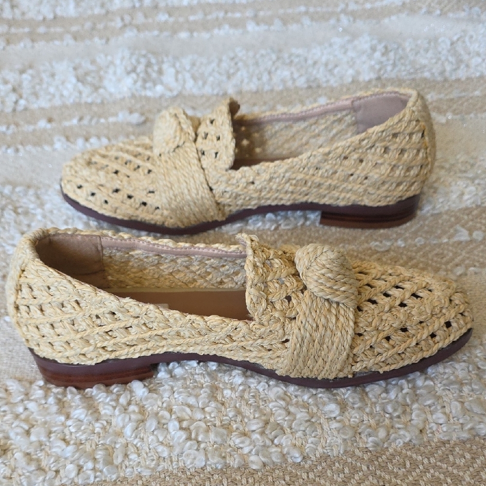 Women's Woven Slip-On Loafers - Bibi Lou Anthropologie Raffia Size 38 - Picture 9 of 15